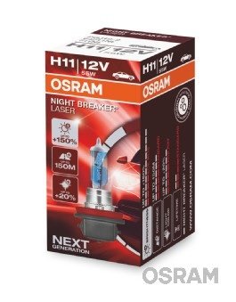 AMPUL 12V H11 55W NIGHT BREAKER LASER % 150 GÜÇLÜ % 20 BEYAZ IŞIK (İKİLİ AMBALAJ)