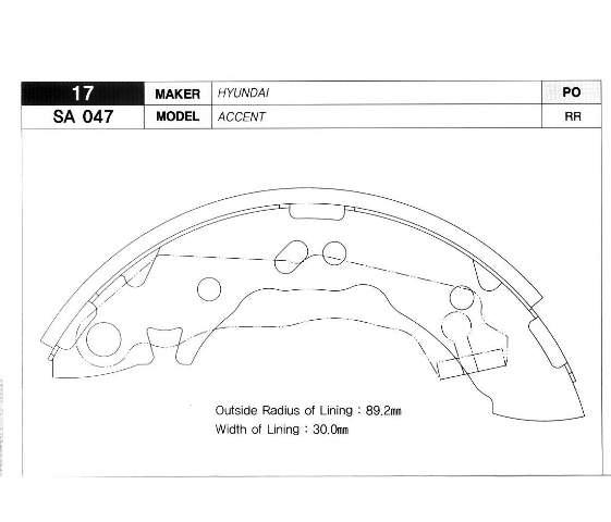 ARKA PABUÇ BALATA ACCENT 1.3-1.3I 12V-1.5I 12V-1.5I 16V (94-00) (GS8658)