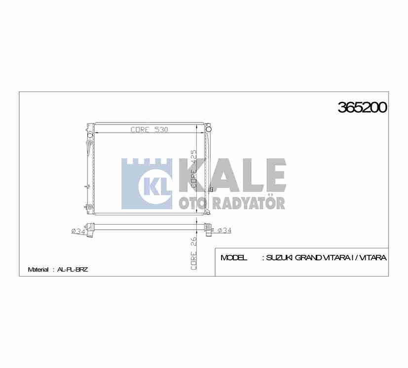 RADYATÖR SU VITARA 94-97 J20A/H20A 26mm A-T BRAZING
