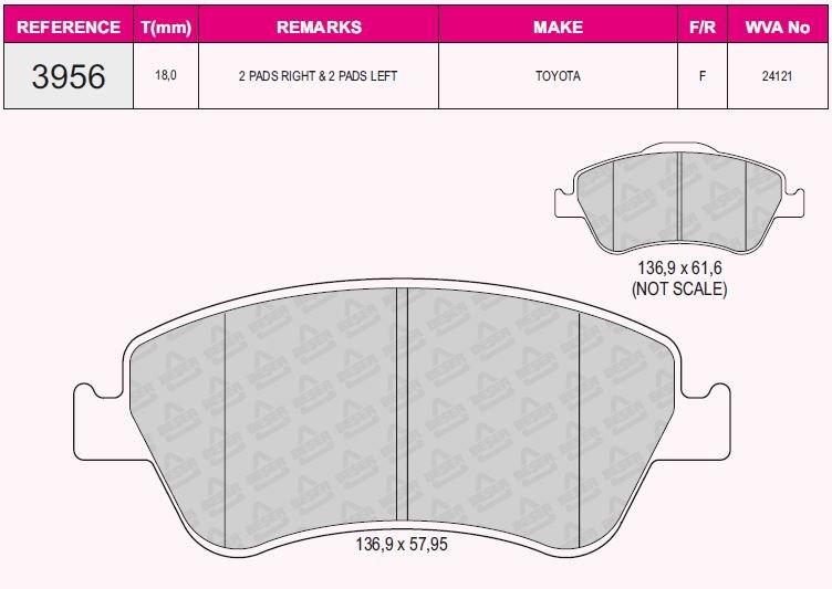 Ön Balata Aurıs-Corolla 1.3 1.4D-1.4 Vvtı-1.6 Vvtı-1.8-2.0D-4D-2.2D 07=>10=>