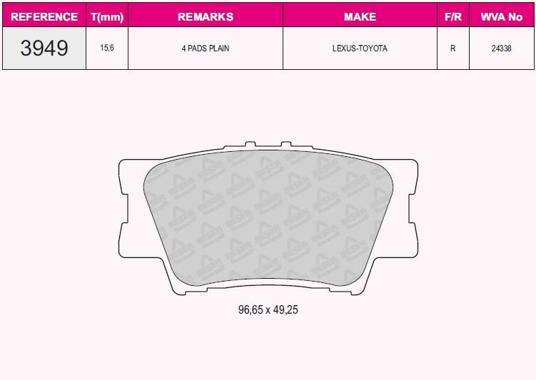 Arka Balata Toyota Rav 4 2.0 2.0Vvti 2.0D-4D 2.2D-4D 06=>12=> Camry (06-11)