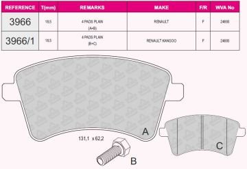 Ön Balata Kng Iıı 1.6 16V-1.5 Dcı 02/08=> Mercedes Cıtan 12=>