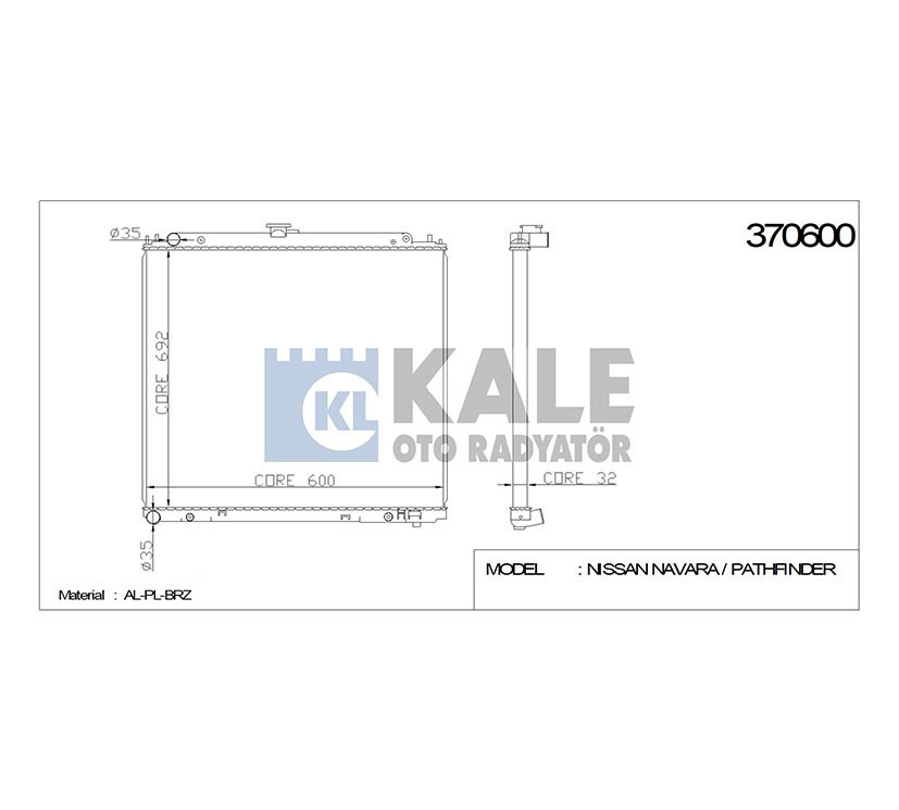 RADYATÖR SU PICKUP 06=> NAVARA 32mm A-T BRAZING