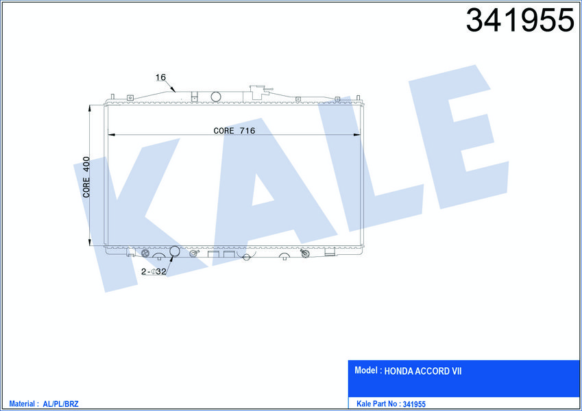 MOTOR SU RADYATORU ACCORD 2,4 03>08 OTOMATIK (400×716×16)