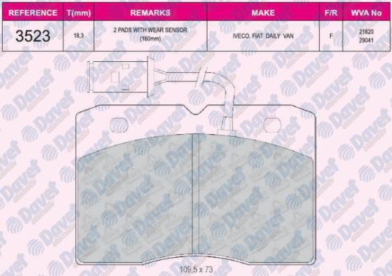 FREN BALATASI ON FISLI WVA 29041 IVECO DAILY 35.10 94-95