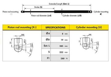 MOTOR KAPUT AMORTİSÖRÜ P106 96=> (D0070-1)