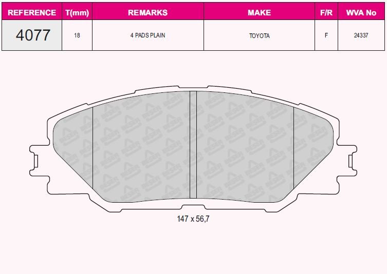 Ön Balata Aurıs 1.4 D-1.4-1.8 1.6 Vvtı-2.0 D-2.2 D (07=>12=> Rav4 Iıı 2.0 Vvti 06=>12=> 2.2D-4D 06=>