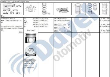 PISTON + SEGMAN STD 88MM  DUCATO 02-06 F1AE0481C 2.3JTD 16V EURO-3 110HP