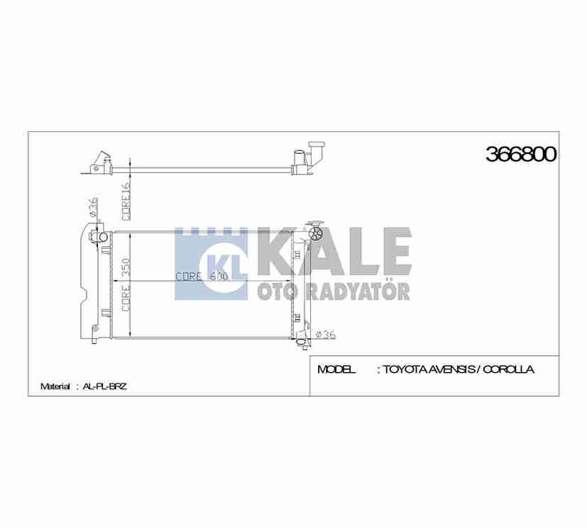 RADYATÖR SU COROLLA 02-07 / AVENSIS 03-08 3ZZ A-T BRAZING