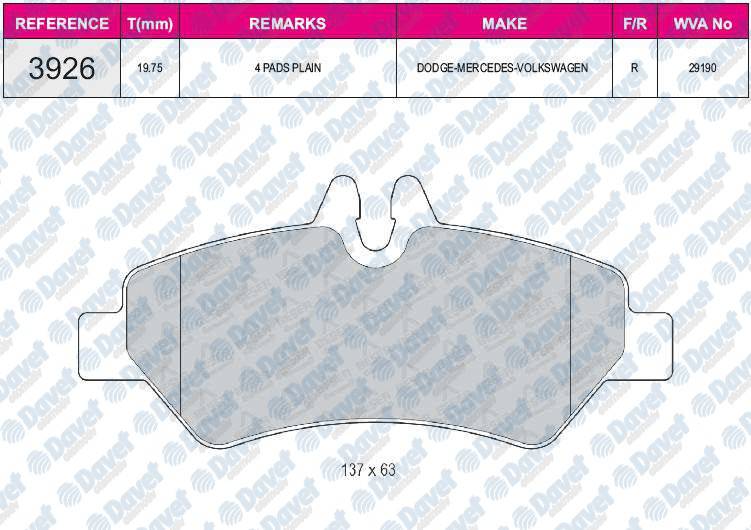 FREN BALATASI ARKA WVA 29190 CRAFTER SPRINTER 2006 ->