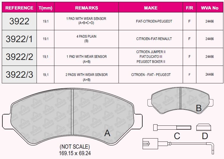 Ön Balata Boxer 2.2-3.0 Hdı 4 06>11> Ducato Mtj 07.06>11> Jumper 2.2-3.0Hd (Aksesuarsız)(Çift Fişli)
