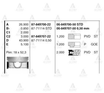 PİSTON SEGMANLI ELANTRA 11=> 1.6 BENZİNLİ 050