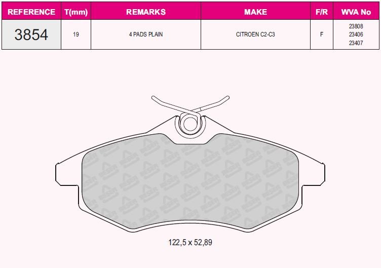 Ön Balata C2 03=> C3 1.1İ-1.4 Hdı 1.4İ 02=> ( K.C Tip )