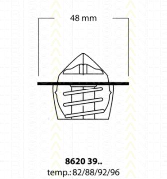 Termostat (82 C) Corsa A 1.2-1.4-Astra F 1.4-1.6-Vectra A-B 1.6 (V2154)
