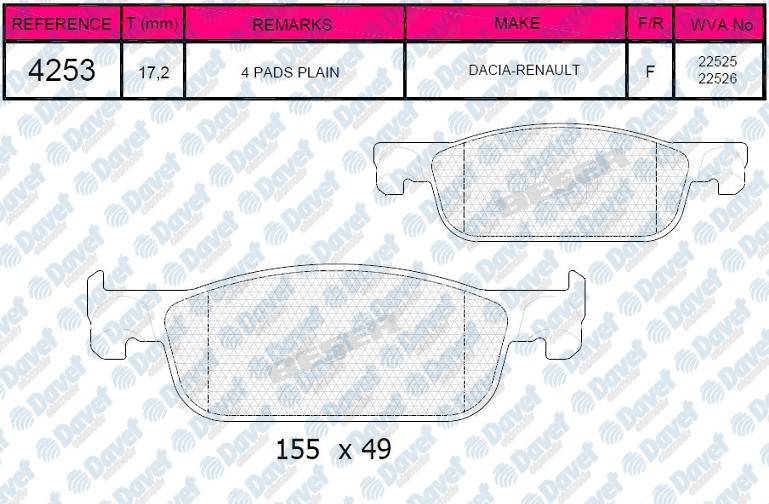 ON FREN BALATASI CLIO IV LOGAN II SANDERO II (BOMBELI) UZUN TIP