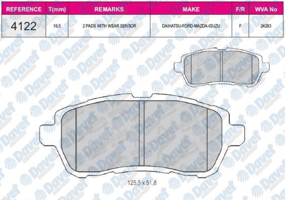 FREN BALATASI ON WVA 24283 FORD FIESTA VI MAZDA 2 2008->