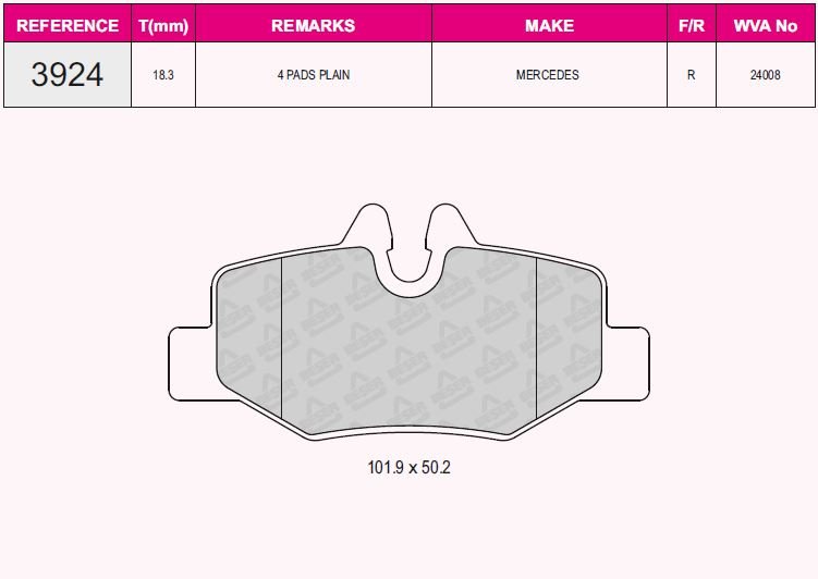 Arka Balata Mb Vıano 3.0-3.2Cdi 2.2- Vıto 109Cdı 2.2-111Cdı 2.0-115Cdı 119 3.0-122 W639 (03=>10=>