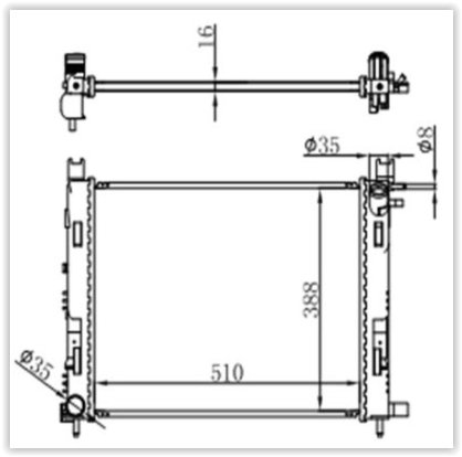 Motor Radyator Clıo Iv Capture Symbol Sandero Logan Lodgy Dokker 0,9Tce 1,2 16V 1,5Dcı 1,6 12Mm (510×378×16)