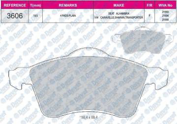 FREN BALATASI ON WVA 21883 FISSIZ VOLKSWAGEN VW TRANSPORTER T4 2.5 2.8
