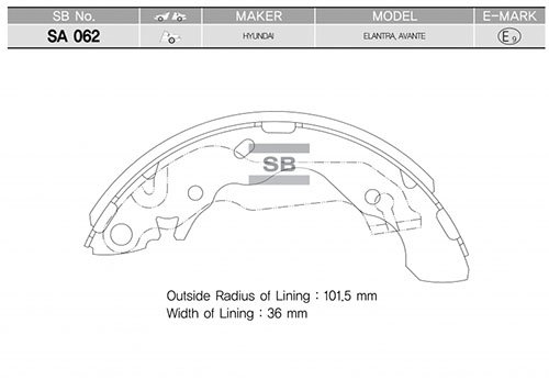 ARKA PABUÇ BALATA ACCENT 03=> COUPE (96-02) ELANTRA (96-00) (GS8569) (203x39)
