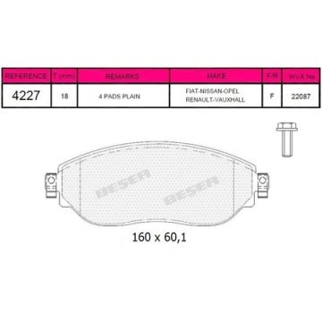 FREN BALATASI ON WVA 22087 TRAFIC III-VIVARO III 1.6DCI 2015->
