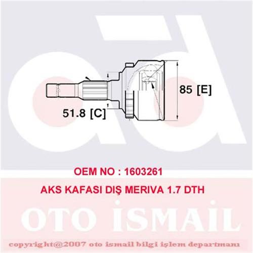 (X) Aks Kafası Dış Corsa C 1.7 Cdtı 03=> Merıva 1.7 Cdtı 03=> Combo 1.7 16V 04=> (15-1452)