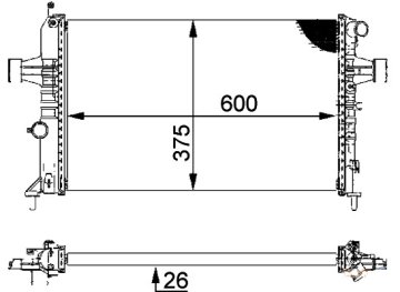 Radyatör Astra G-Zafıra 1.4 16V-1.6 16V-1.8 16V-2.0 16V-2.2 16V (Ac+Klimasız+Mekanik)Brz(600X368X16)