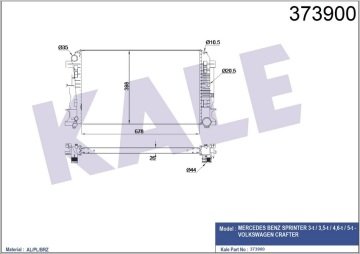 MOTOR RADYATOR CRAFTER SPRINTER 3T 3,5T 5T 2,0 / 2,5TDI 06> 680×412×26 BS