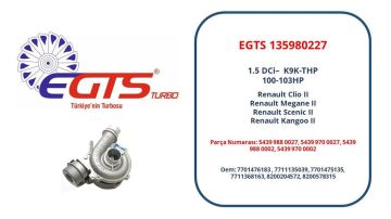 TURBO KOMPLE CLIO II 1.5 DCI 01/04=>-MGN II 1.5 DCI 02/04=>-SCENIC II 1.5 DCI 04/04=> (101 BG)