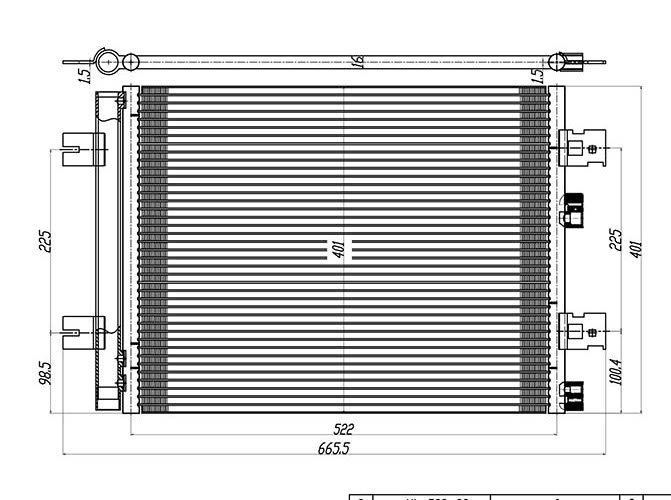 Klima Kondenseri Duster 10>Sandero 08>Logan 10>1.2 16V-1.4-1.6-1.5Dcı (541X396X16)
