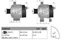 ALTERNATOR 12 V 90A KLIMALI (FIAT: DOBLO PALIO BRAVA STILO 1.9D  01- )