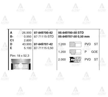 PİSTON SEGMANLI I-30 07-11 / CEED 08-11 / CERATO 09-12 1.6 BENZİNLİ 050