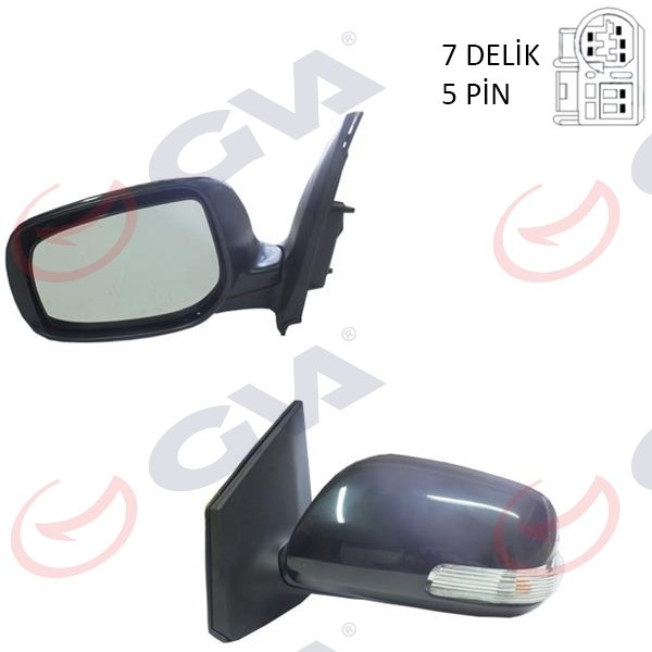 DIŞ DİKİZ AYNASI SOL COROLLA 08> ELEKTRİKLİ+ISITMALI+SİNYALLİ+ASTARLI+KONVEKS 5 FİŞ VM-6263EPL