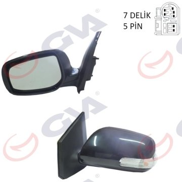 DIŞ DİKİZ AYNASI SOL COROLLA 08> ELEKTRİKLİ+ISITMALI+SİNYALLİ+ASTARLI+KONVEKS 5 FİŞ VM-6263EPL