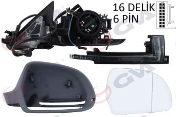 DIŞ DİKİZ AYNASI SAĞ A3 08> ELEKTRİKLİ+ISITMALI+3 KAPILI+ASTARLI +KONVEKS 8 FİŞ VM-019EHPR