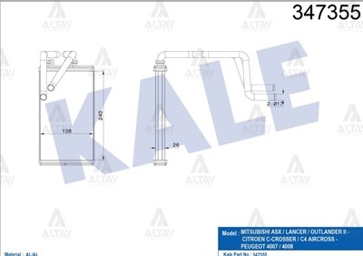 RADYATÖR KALORİFER LANCER 08=> / ASX 10=> / OUTLANDER 06-12 / CITROEN C4 12=> / PEUGEOT 4007 4008