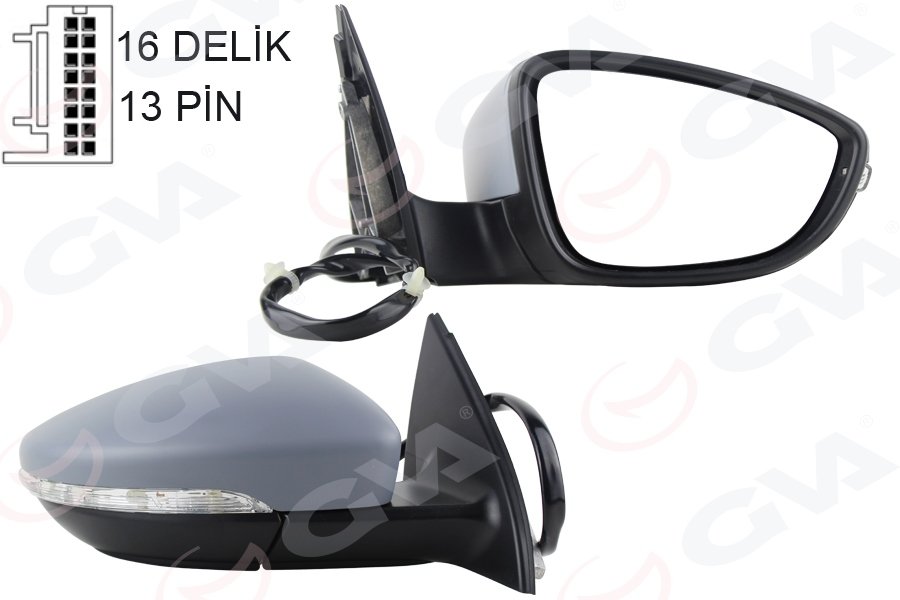 DIŞ DİKİZ AYNASI SAĞ PASSAT 11> ELEKTRİKLİ+ISITMALI+KATLANIR+Ç.SİNYALLİ+HAFIZALI +ASTARLI+ KONVEKS 13 FİŞ VM-6194NEBCR