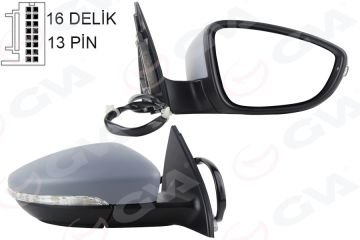 DIŞ DİKİZ AYNASI SAĞ PASSAT 11> ELEKTRİKLİ+ISITMALI+KATLANIR+Ç.SİNYALLİ+HAFIZALI +ASTARLI+ KONVEKS 13 FİŞ VM-6194NEBCR