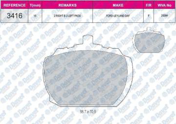 FREN BALATASI ON P100 KAMYONET LAND ROVER 88-109 - 90-110 2.3 - 3.5 85>93 DISCOVERY 93>98 RENGE ROVER 88>94 2.4 - 2.5 - 3.5 - 3.9 WVA 20364