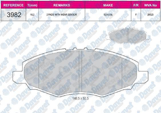 ON FREN BALATASI HILUX PICKUP 2.5D 4D 05>08 4×2