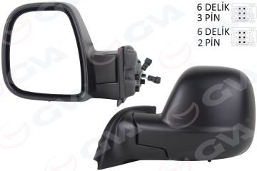 DIŞ DİKİZ AYNASI SOL PARTNER-BERLINGO (12-18) ELEKTRİKLİ+DESENLİ+REZİSTANSLI