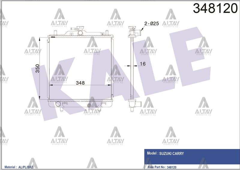 RADYATÖR SU CARRY 98-01 1.3 16mm M-T BRAZING