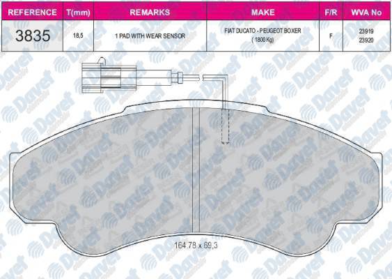 ON FREN BALATASI DUCATO BOXER JUMPER 18Q (16 JANT) FISLI (02 06)