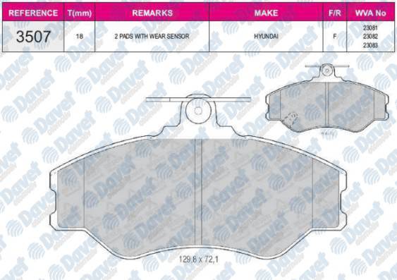 FREN BALATASI ON WVA 23081-23082-23083 H100 MINIBUS 1994 2005 H100 KAMYONET 1993 2003