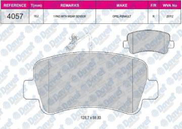 ARKA FREN BALATASI MASTER III MOVANO B 2.3CDTI 07 / 10> TEK TEKER
