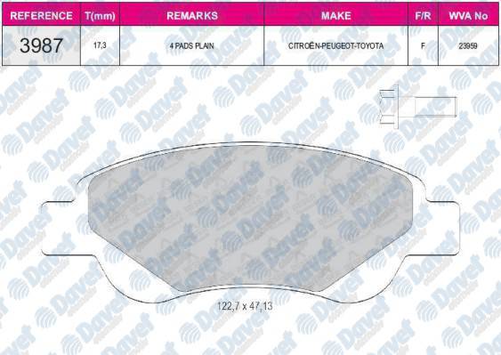 ON FREN BALATASI C1 1.0.1.4 HDI (06 / 05 ) P.107 1.0.1.4HDI (06 / 05 ) TOYOTA AYGO 1.0 1.4HDI