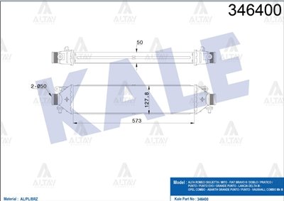 TURBO RADYATÖRÜ (INTERCOOLER) DOBLO 10=> / LINEA 10=> / PUNTO 12=> / COMBO D 12=> / BRAVO II 06=> 1.3 JTD-1.6 JTD
