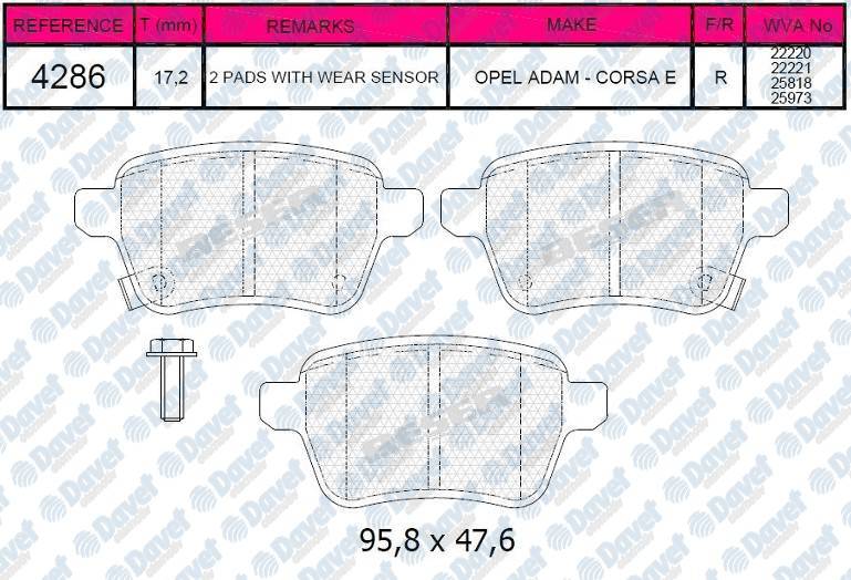 ARKA FREN BALATASI DISK ICIN OPEL CORSA E 15> - FIAT 500L