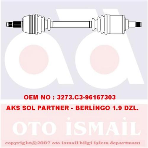 (X) Aks Ön Sol Partner-Berlıngo 1.8 - 1.9D- Xsara 96=>