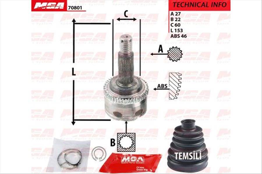 AKS KAFA DIS-(ABSLI)-(HYUNDAI: I30 08>11 ''1.4-1.6''/KIA: CEED 06>11 ''1.4-1.6'' CERATO ''1.6-2.0'' 04> ) (27×22×60-ABS-46)